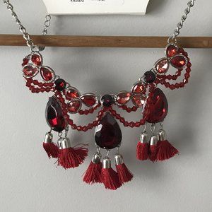 Ruby Red Necklace | C Est 1946 | Jewelry Costume Gemstone Tassel | Princess